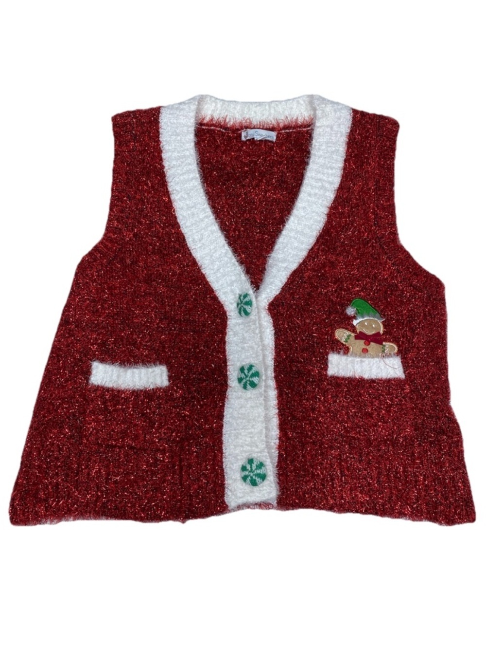 Gingerbread Ugly Christmas Sweater Vest Juniors Size Large Holiday Festive
